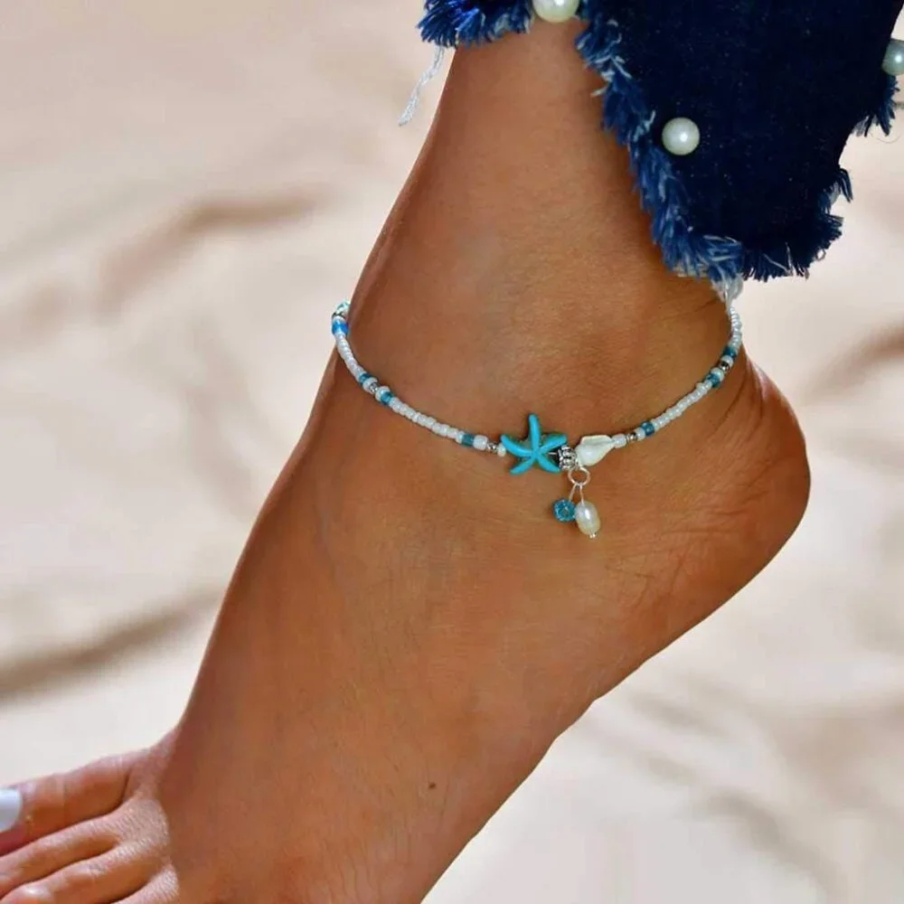 Layered Ankle Bracelets Gold Bohemian Summer Sand Beach Anklet Jewelry for Women - Picture 2 of 7